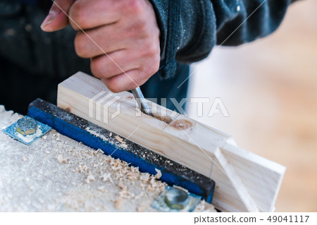 Carpenters produce various electric tools, handmade woodwork, indoor interior work 49041117