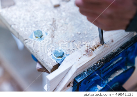 Carpenters produce various electric tools, handmade woodwork, indoor interior work 49041125