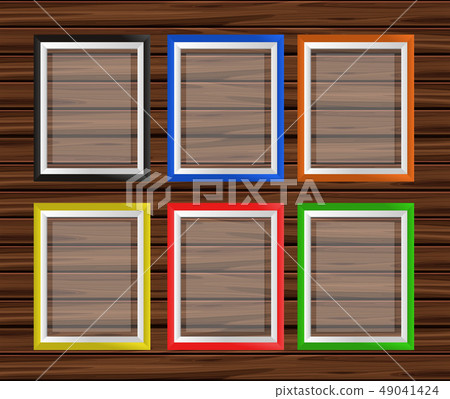 Six picture frames in different colors on wooden-插圖素材 [49041424] - PIXTA圖庫