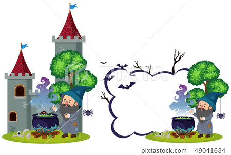 Wizard and magic brew at the castle 49041684