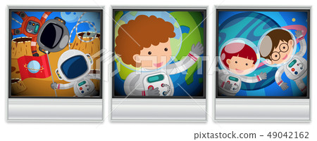 Astronauts in three photoframes Astronauts in three photoframes 49042162