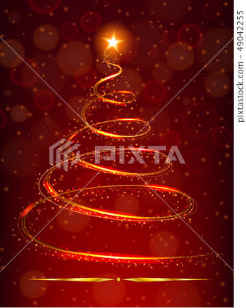 Christmas tree with bright star on red background - Stock Illustration ...