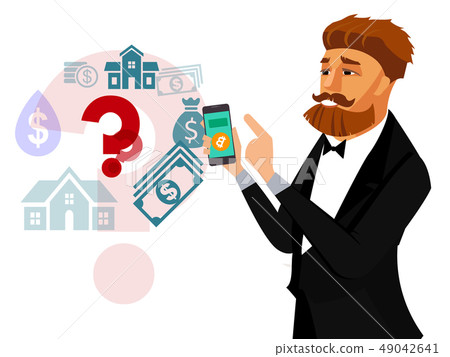 Businessman with Smartphone Flat Illustration 49042641