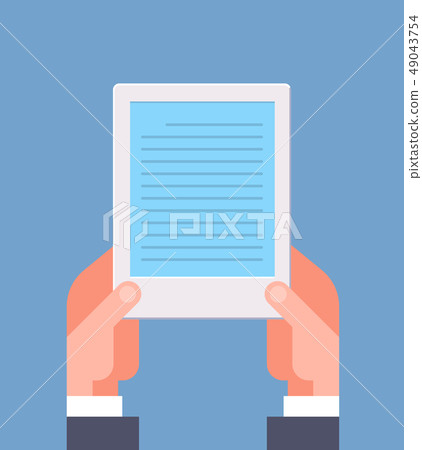 human hands holding electronic book digital reading ebook concept internet learning e-book library 49043754