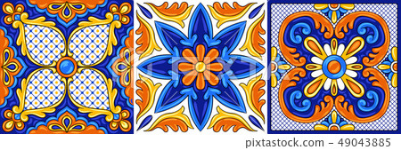 Mexican talavera ceramic tile pattern. Ethnic folk ornament. Mexican talavera ceramic tile pattern. Ethnic folk ornament. 49043885