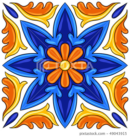 Mexican talavera ceramic tile pattern. Ethnic folk ornament. Mexican talavera ceramic tile pattern. Ethnic folk ornament. 49043915