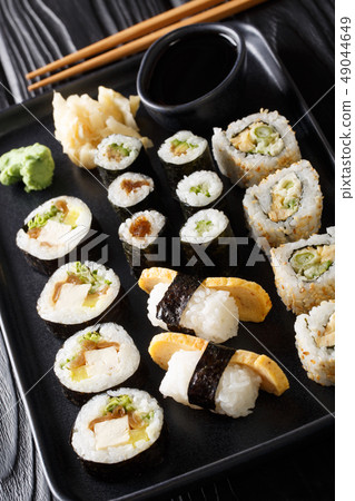 set of Japanese rolls sushi Hosomaki, Uramaki, 49044649