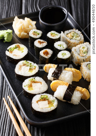 large set of Japanese rolls such as Hosomaki, 49044650