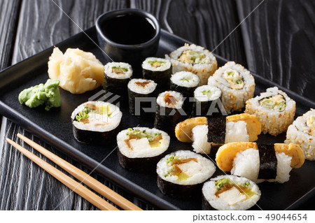 Delicious Japanese sushi rolls large set 49044654