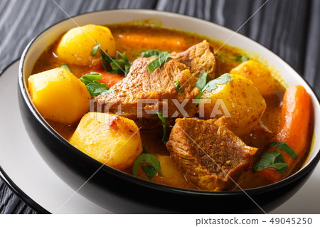 Tasty organic african lamb stew with vegetables Tasty organic african lamb stew with vegetables 49045250
