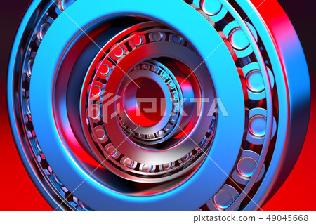 3D rendering. Automotive bearings auto spare parts. Tapered roller bearing 3D rendering. Automotive bearings auto spare parts. Tapered roller bearing 49045668