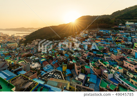Gamcheon Culture Village at night in Busan, South Gamcheon Culture Village at night in Busan, South 49045785