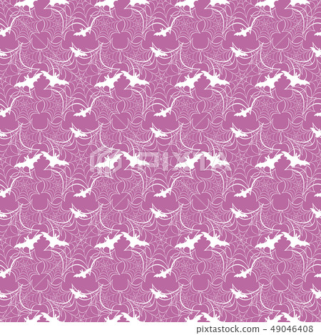 Halloween vector seamless pattern with web and bat Halloween vector seamless pattern with web and bat 49046408