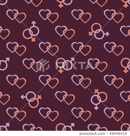 Pattern gender symbols, hearts Valentine's Day 49046410