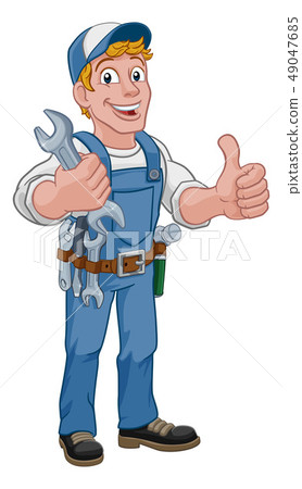 Mechanic Plumber Wrench Spanner Cartoon Handyman Mechanic Plumber Wrench Spanner Cartoon Handyman 49047685