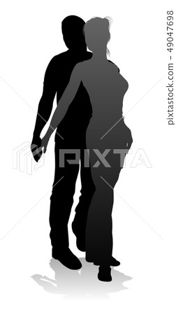 Young Couple People Silhouette 49047698
