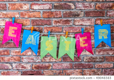 Colorfull handmade flags with letters , 49048383