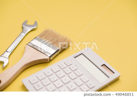 calculator, brush, home improvement 49048851