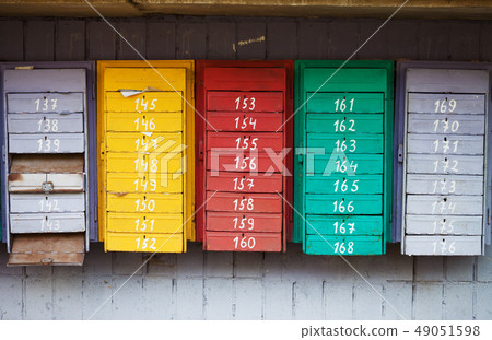 Multicolored post boxes 49051598