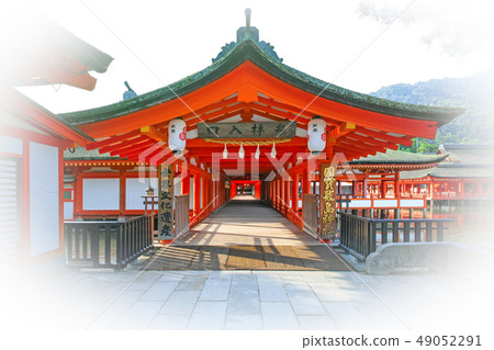 Itsukushima Shrine worship entrance white frame 49052291