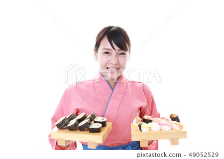 Waitress carrying sushi 49052529