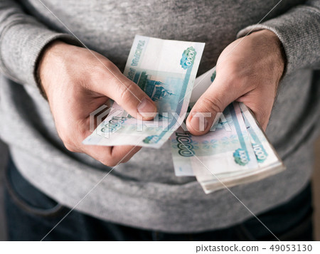 Hands counting rubles 49053130