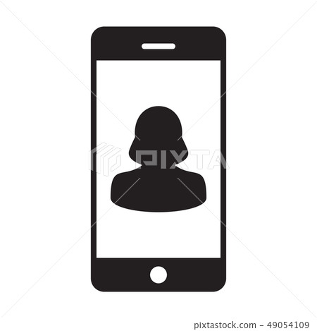 Phone icon vector female person profile avatar Phone icon vector female person profile avatar 49054109