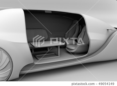 Close-up image of auto driving electric car luxury saloon for clay shading for background Close-up image of auto driving electric car luxury saloon for clay shading for background 49054149