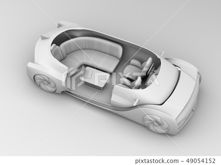 Clay Shading auto driving electric car luxury saloon cut model image for background 49054152