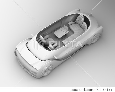 黏土陰影自動駕駛電動汽車豪華交誼廳削減了背景的式樣圖像 49054154