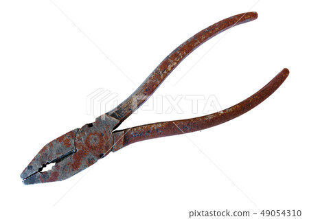 rusty pliers isolated on white background 49054310