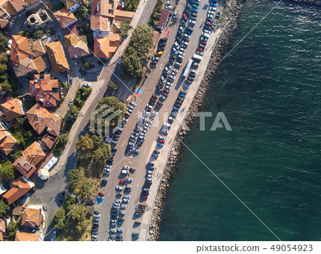 Aerial view of tile roofs of old Nessebar, ancient city, Bulgaria Aerial view of tile roofs of old Nessebar, ancient city, Bulgaria 49054923