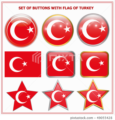 Set of buttons with flag of Turkey. Illustration. Set of buttons with flag of Turkey. Illustration. 49055428