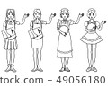 Waitress maid standing (line drawing) 49056180