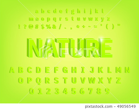 3d bold Alphabet Nature typeface design 49056549