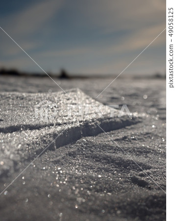 Real winter landscape. Frosty shinning field 49058125