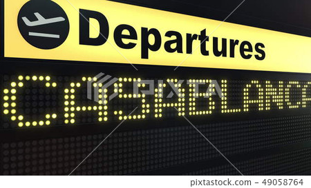Flight to Casablanca on international airport departures board. Travelling to Morocco conceptual 3D 49058764