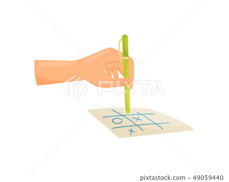 Tic tac toe concept. Entertainment and dexterity arms. 49059440