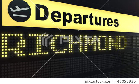 Flight to Richmond on international airport departures board. Travelling to the United States 49059939
