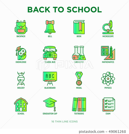 Back to school thin line icons set - Stock Illustration [49061268] - PIXTA