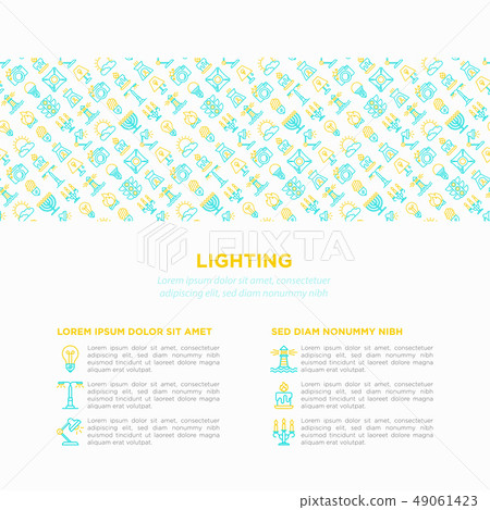 Lighting concept with thin line icons Lighting concept with thin line icons 49061423