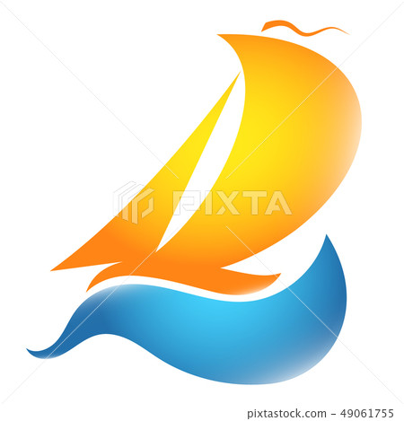 Sailboat on a blue wave Sailboat on a blue wave 49061755