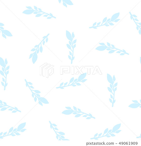Seamless vector pattern with leaves. Gentle faded blue twigs. 49061909