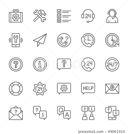 Set of Help and Support Line Icons. Call Center, Chat Message, Contact and more. 49061910