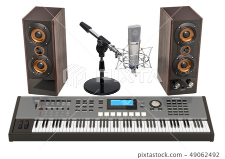 Synthesizer, loudspeakers and microphone Synthesizer, loudspeakers and microphone 49062492