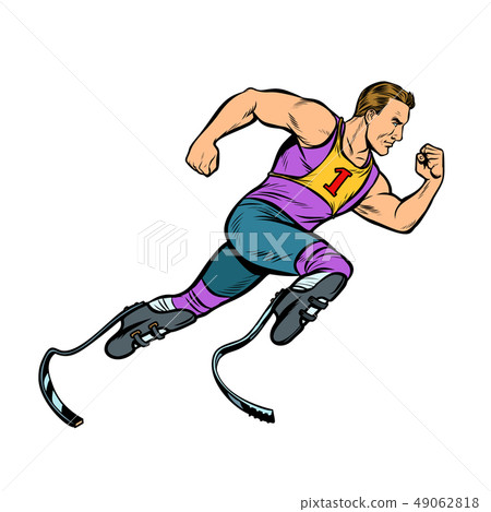 disabled runner with leg prostheses running forward. sports competition disabled runner with leg prostheses running forward. sports competition 49062818