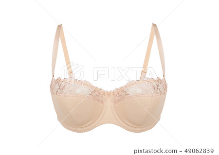 Beautiful beige bra isolated on white background Beautiful beige bra isolated on white background 49062839
