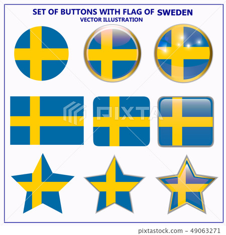 Set of buttons with flag of Sweden. Illustration. 49063271