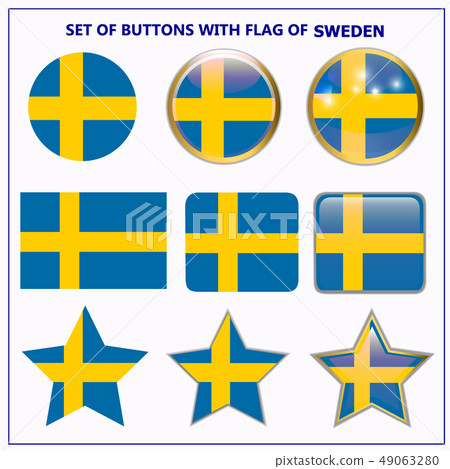 Set of buttons with flag of Sweden. Illustration. Set of buttons with flag of Sweden. Illustration. 49063280