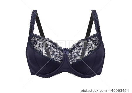 Beautiful dark blue bra isolated on white back 49063434